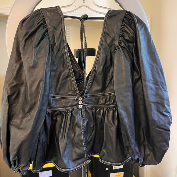 STAUD Black Faux Leather Luna Top - Picture 12 of 15